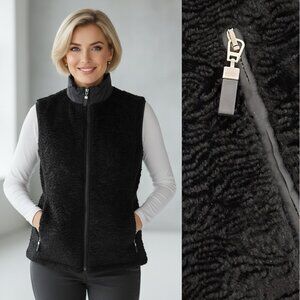 Black textured velour winter vest - Tuzzi brand